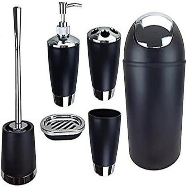 Bathroom Set Of 6 - Soap Dispenser Toothbrush Holder Cup Soap Dish Toilet Brush Carousel 1