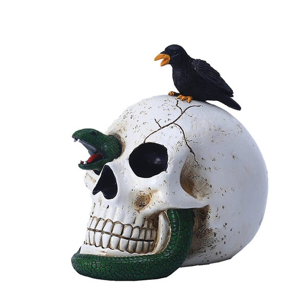 Skull Ornament With Green Snake Crow Personalized Halloween Resin Crafts For Ha Carousel 1
