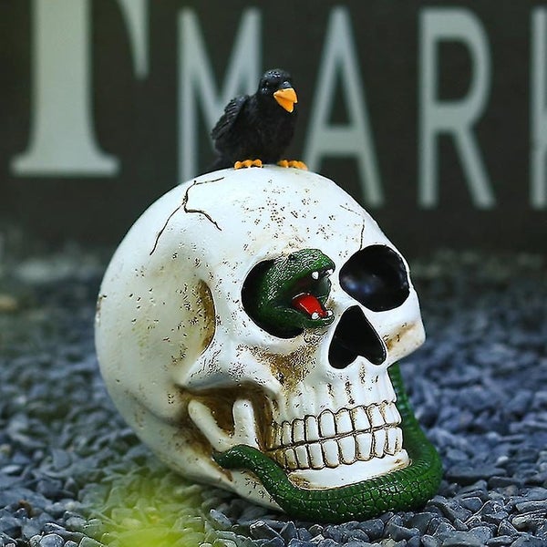 Skull Ornament With Green Snake Crow Personalized Halloween Resin Crafts For Ha Carousel 2