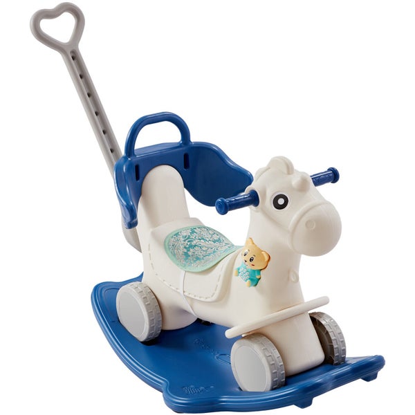 New 4 in 1 Rocking Horse for Toddlers 1-3 Years Ride on Toy with Sound Blue Carousel 1