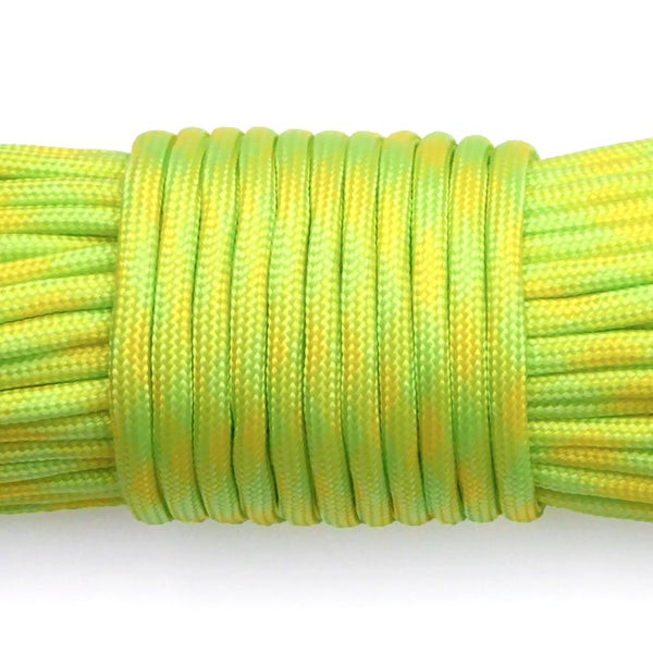 Paracord Rope 15m/50ft Floro Green & Yellow Carousel 1