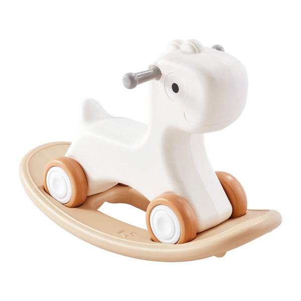 New 3 in 1 Rocking Horse for Toddlers 1-3 Years Ride on Toy with Board White Carousel 1