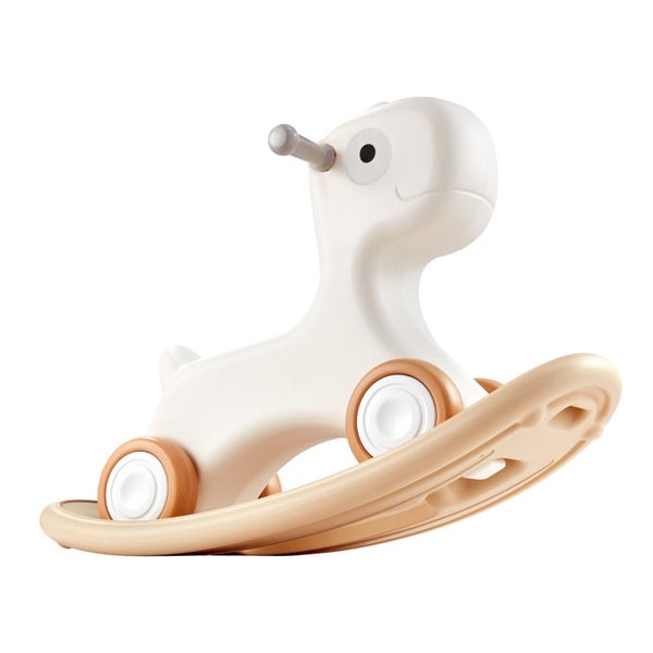 New 3 in 1 Rocking Horse for Toddlers 1-3 Years Ride on Toy with Board White Carousel 12