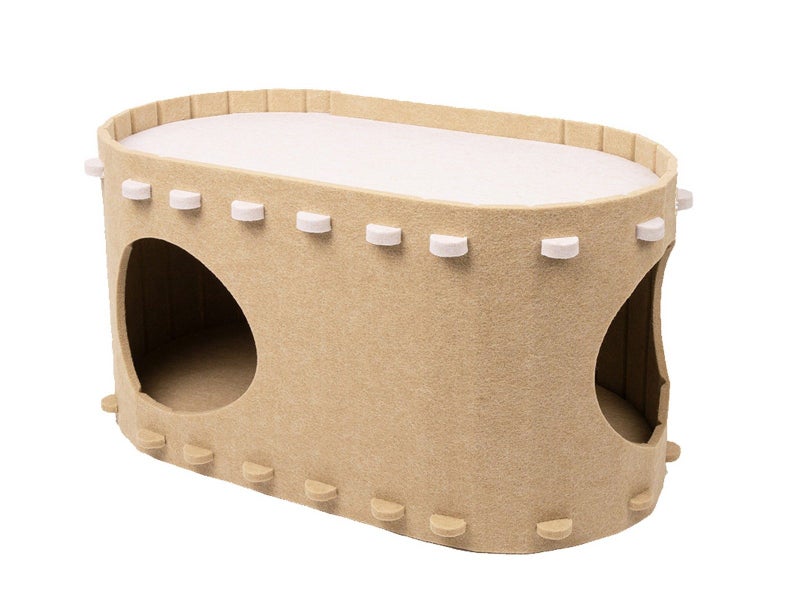Cat Cave Bed for Indoor Foldable Cat Tunnel Hideaway Bed Pet Cat House Camel Carousel 2