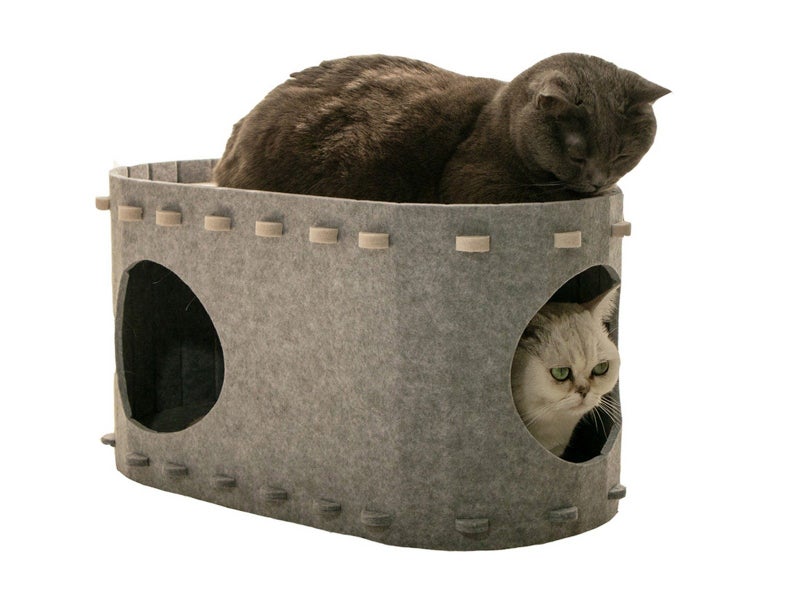 Cat Cave Bed for Indoor Foldable Cat Tunnel Hideaway Bed Pet Cat House Grey Carousel 1