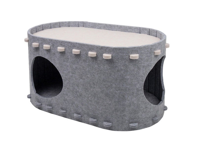 Cat Cave Bed for Indoor Foldable Cat Tunnel Hideaway Bed Pet Cat House Grey Carousel 2