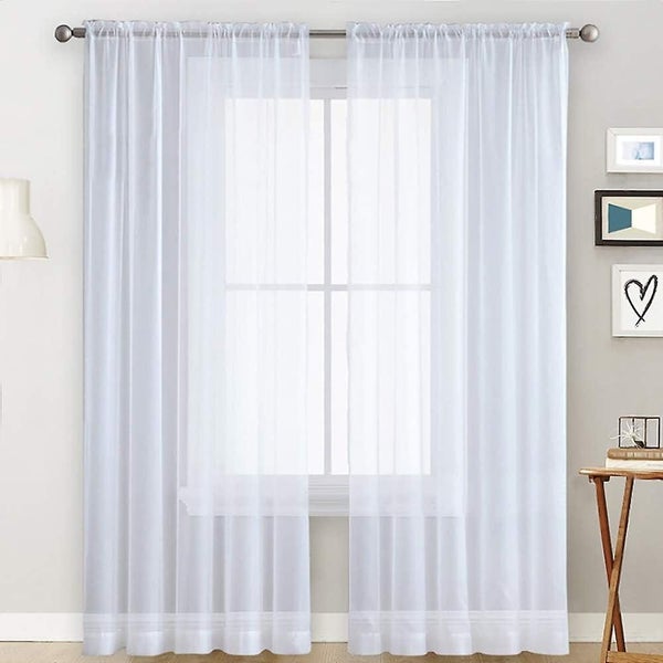 Transparent Curtains Living Room Rod Pocket Window Curtain Panels Bedroom Semi Carousel 1
