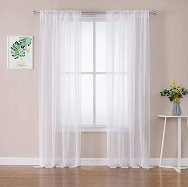 Transparent Curtains Living Room Rod Pocket Window Curtain Panels Bedroom Semi Carousel 2