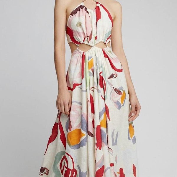 Womens Sleeveless Spaghetti Strap Beach Tropical Summer Ma x i Dress Floral pri Carousel 5