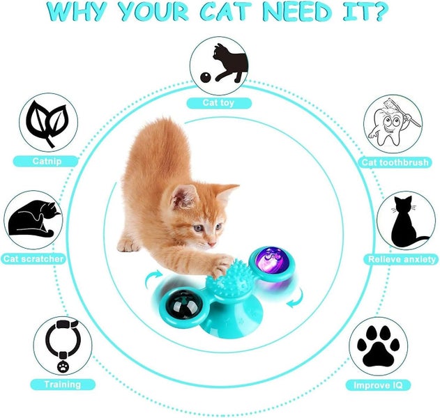 Yutang Interactive Windmill Cat Toys With Catnip : Cat Toys For Indoor Cats Fun Carousel 5