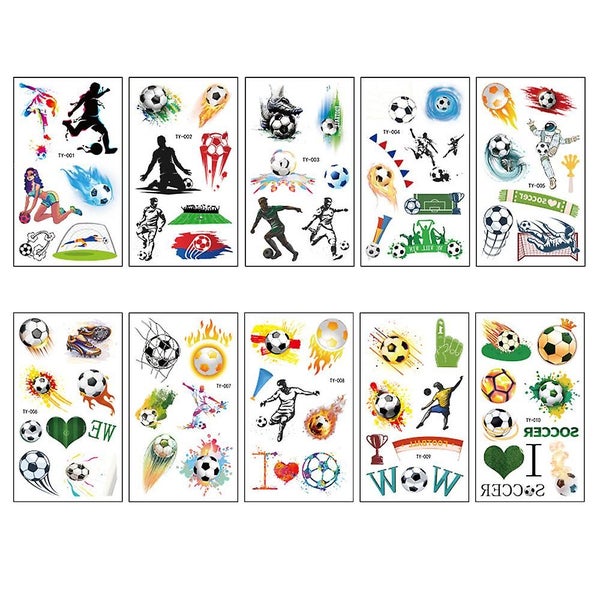 Temporary Tattoos For Kids And Adults Cartoon Soccer Sports Style Tattoos - Wor Carousel 1