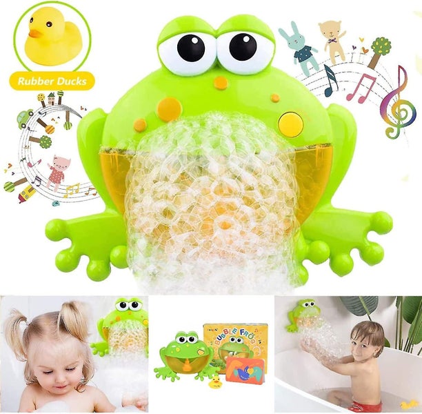 Baby Bath Bubble Toys Set Automatic Frog Bubble Maker Kids Bath Bubble Machine Carousel 1