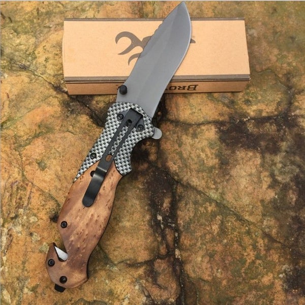 20cm GrayTitanium D2 Blade RopeCutter Outdoor Portable Pocket Folding Knife Gift Carousel 1