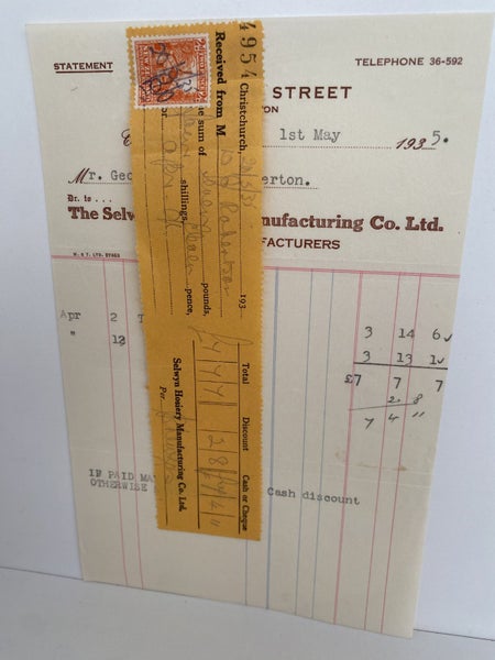 VINTAGE INVOICE: The Selwyn Hosiery Manufacturing Co. Ltd 1935 Carousel 2