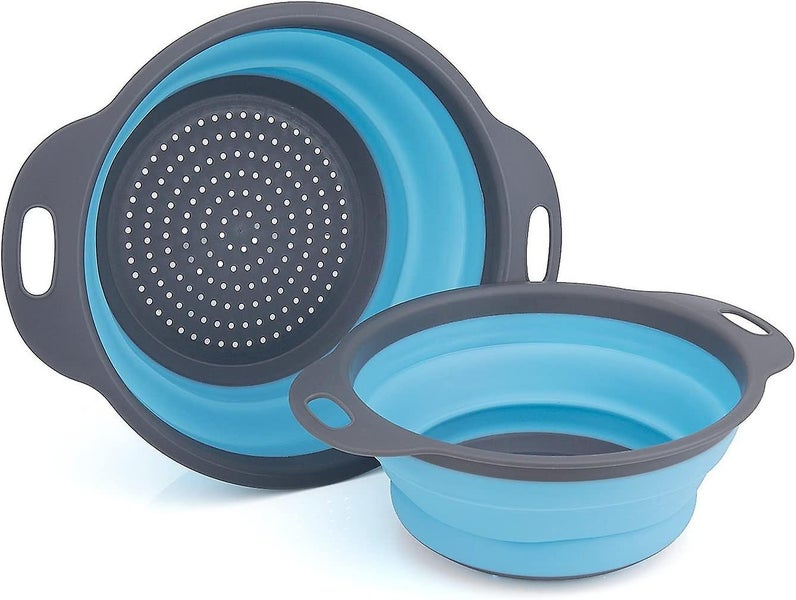 Collapsible Colander Set Of 2round Silicone Kitchen Strainer Set Carousel 2