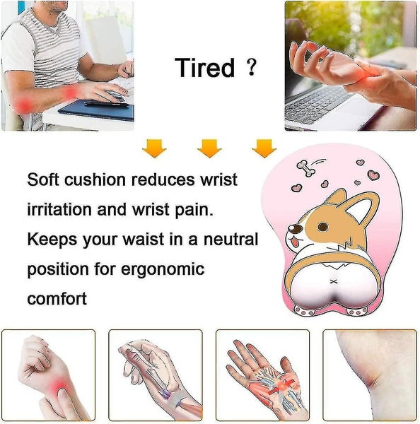 Mouse Pad With Wrist Support Gel Ergonomic 3d Mouse Pad Anime Corgi Dog Mousepa Carousel 2