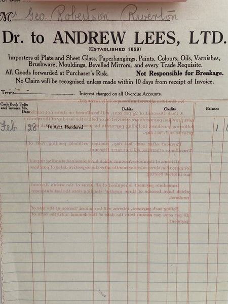 VINTAGE INVOICE: Andrew Lees Ltd, Invercargill - Importer 1935 Carousel 1