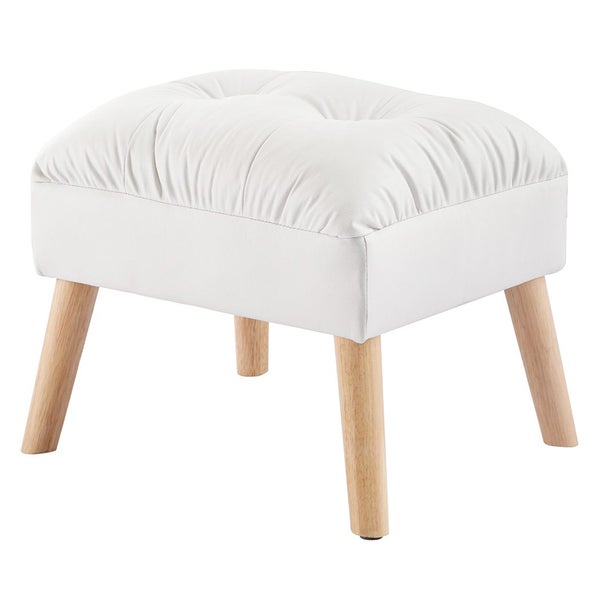 Levede Accent Ottoman Chair Footstool Leathaire Vanity Makeup Stool Lounge White Carousel 1