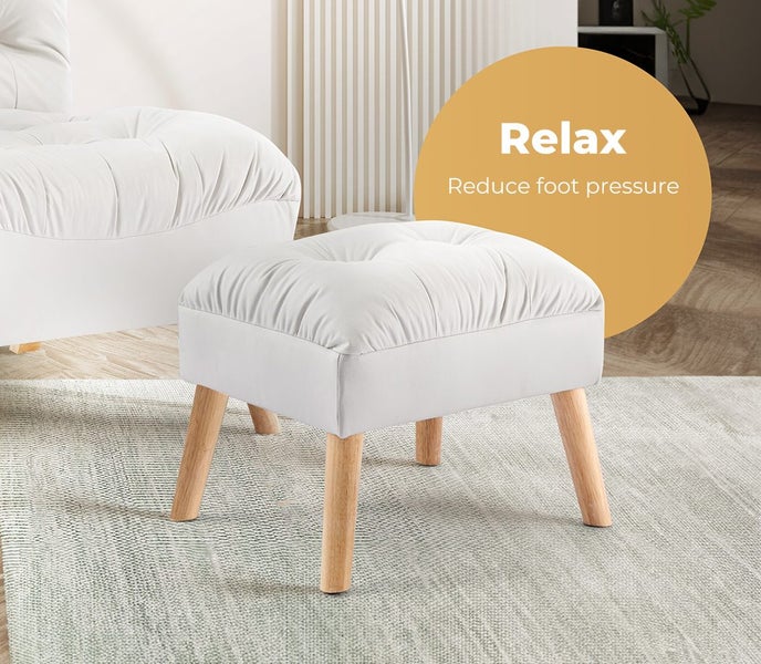 Levede Accent Ottoman Chair Footstool Leathaire Vanity Makeup Stool Lounge White Carousel 2