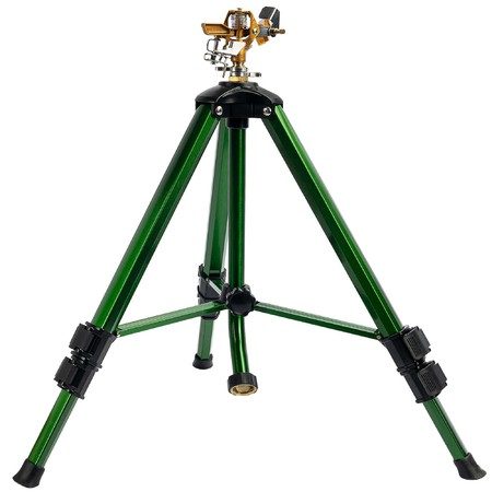 Impact Sprinkler on Tripod Base,Heavy Duty Brass Sprinklers for Yard Lawn Garden Carousel 1