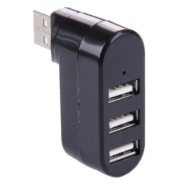 180 Degree Rotation Usb Head 3 Ports Usb 2.0 Portable Hub black Carousel 1