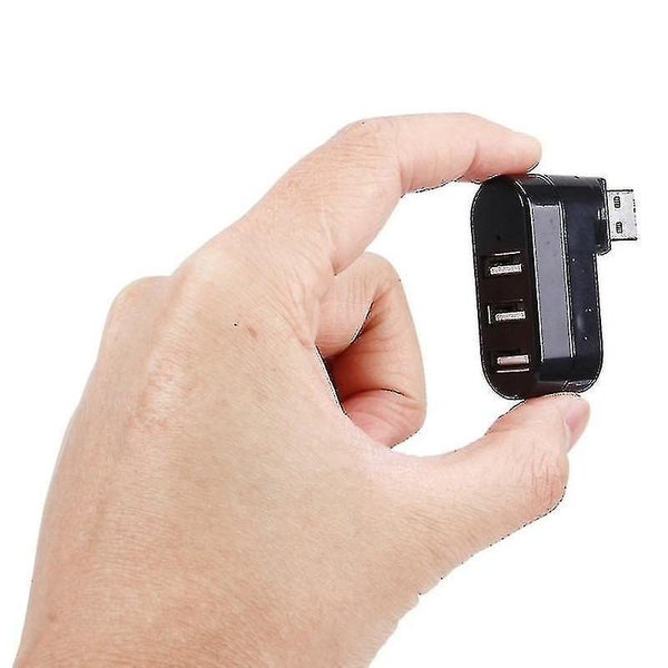180 Degree Rotation Usb Head 3 Ports Usb 2.0 Portable Hub black Carousel 3