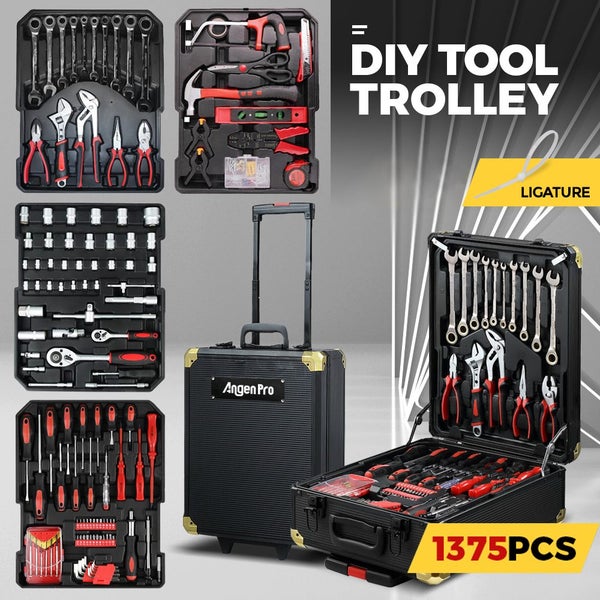 1375PCS Tool Kit Case Trolley Portable Mechanics Toolbox Storage Organiser Carousel 2