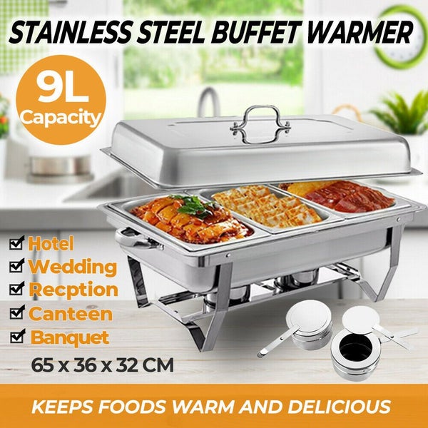 9L 3X3L Bain Marie Bow Buffet Food Warmer Pan Multi Stainless Steel Chafing Dish Carousel 2
