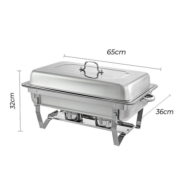 9L 3X3L Bain Marie Bow Buffet Food Warmer Pan Multi Stainless Steel Chafing Dish Carousel 8