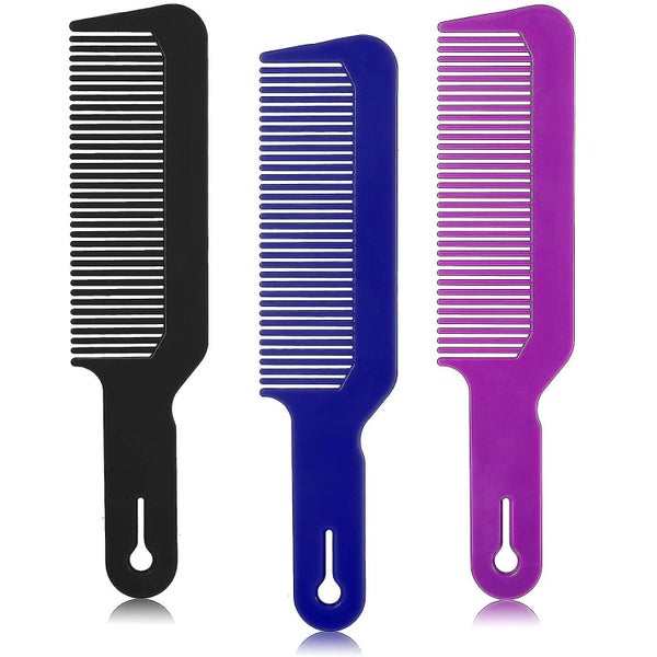 Barber Clipper Combs Set 3 Flat Top Hair Cutting Combs blue Purple Black Carousel 1
