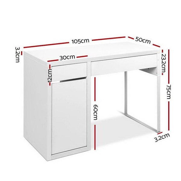 Artiss Metal Desk with Storage Cabinets - White Carousel 2