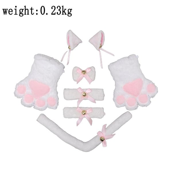 7 piece Set Cat Costume Cat Ear And Tailcollar 2 Handbell2 Paw Gloves clip whi Carousel 2