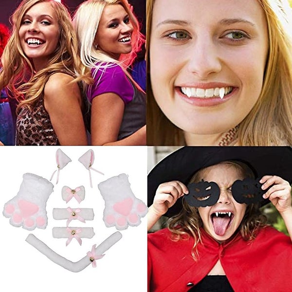 7 piece Set Cat Costume Cat Ear And Tailcollar 2 Handbell2 Paw Gloves clip whi Carousel 5