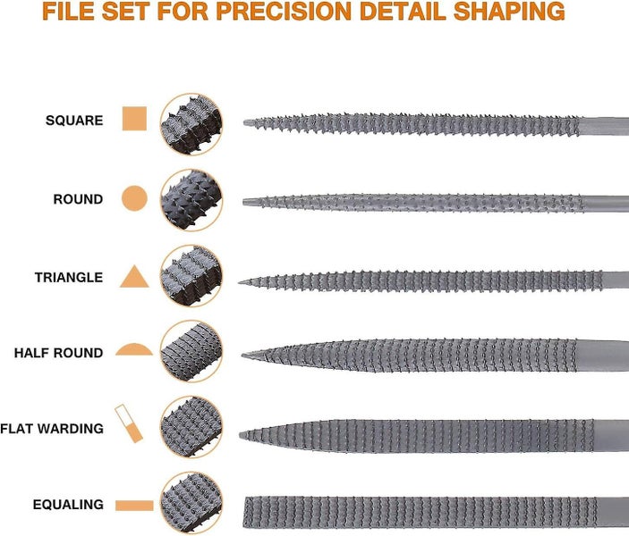 Wood Carving Tools Set - 6 Wooden Needle Files And Rasps With Rubberized Handle62974818977666112