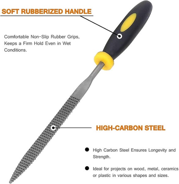 Wood Carving Tools Set - 6 Wooden Needle Files And Rasps With Rubberized Handle62974818977666113