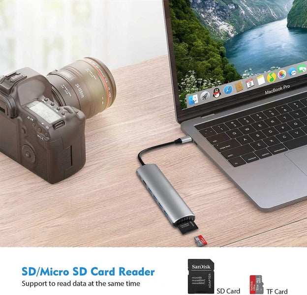 Usb C Hub Macbook Pro Adapter 8 In 1 Portable Aluminum Usb C Dongle With Usb C Carousel 5