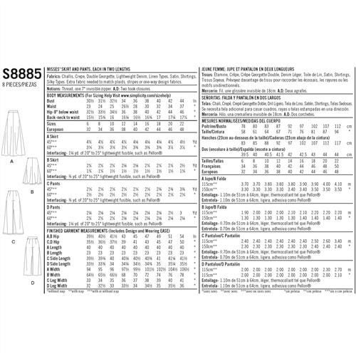 Simplicity Pattern S8885 Misses' Skirt and Pants H5 (6-8-10-12-14) Carousel 2