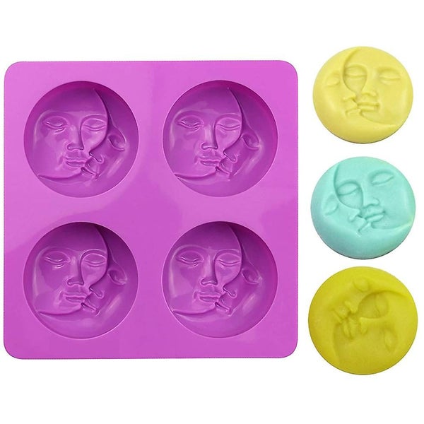 Silicone Soap Molds 4 Cavity Crescent Moon Face Silicone Soap Mold For Homemade Carousel 1