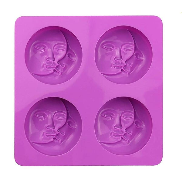 Silicone Soap Molds 4 Cavity Crescent Moon Face Silicone Soap Mold For Homemade Carousel 2