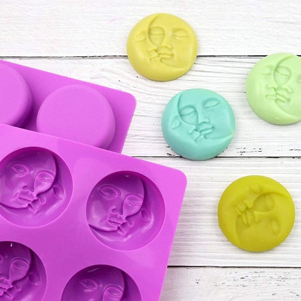 Silicone Soap Molds 4 Cavity Crescent Moon Face Silicone Soap Mold For Homemade Carousel 5