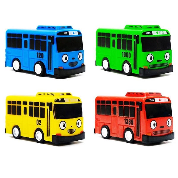4pcs/set Bus Toys Car Ejection Toy Bus Model Toy Diecasts Toy Vehicles Car Kids Carousel 1