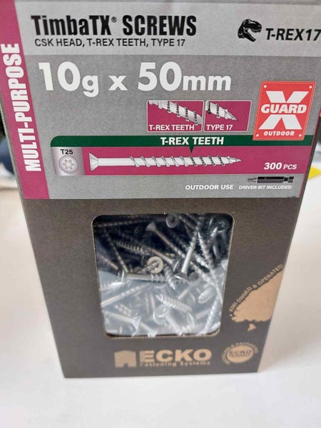 Timber Screws 10G x 50mmm Galvanised T17 C/Sunk Ecko TimbaTx Carousel 1