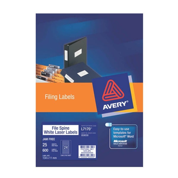 Avery File Spine Laser Label 134x11mm 25pk (24/sheet) Carousel 1