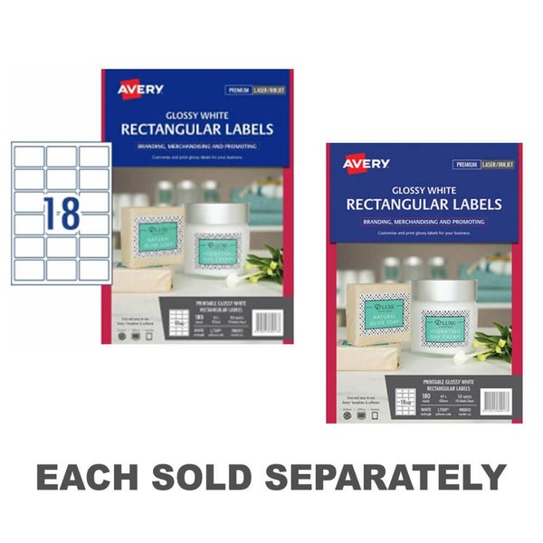 Avery Rectangle Gloss Labels 10pk White Carousel 2