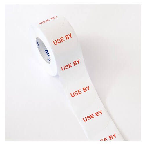 Avery USE BY Removable Label 40mm 500/roll (White/Red) Carousel 2