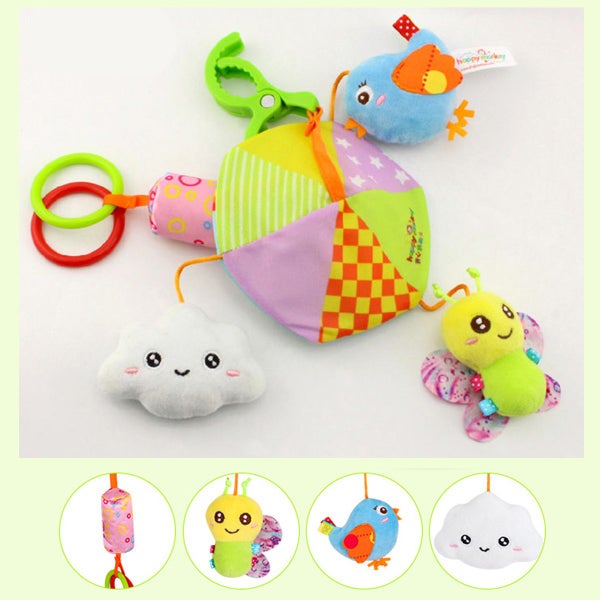 Baby Mobile with Squeak and Rattle - Bird, Bee and cloud Carousel 4