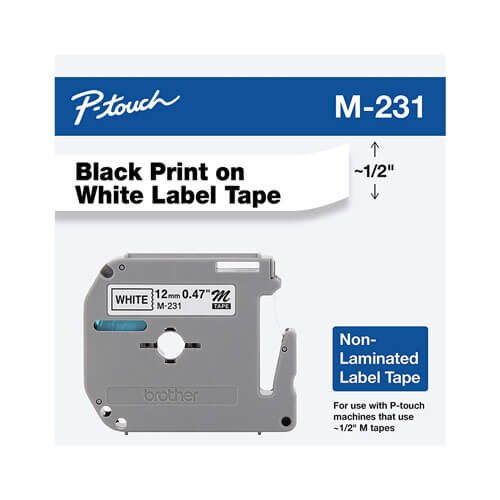 Brother P-touch Tape Label Black on White Carousel 4