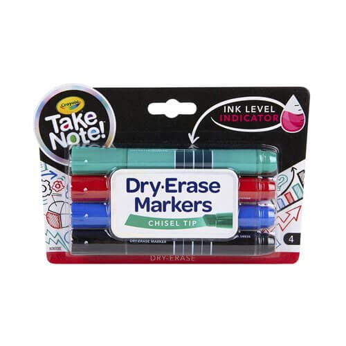 Crayola Take Note Chisel Tip Whiteboard Marker Assorted 4pk Carousel 3