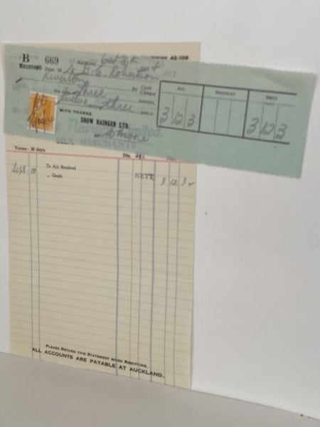 VINTAGE INVOICE: Snow Rainger Limited Auckland – Silk Merchants 1934 Carousel 2