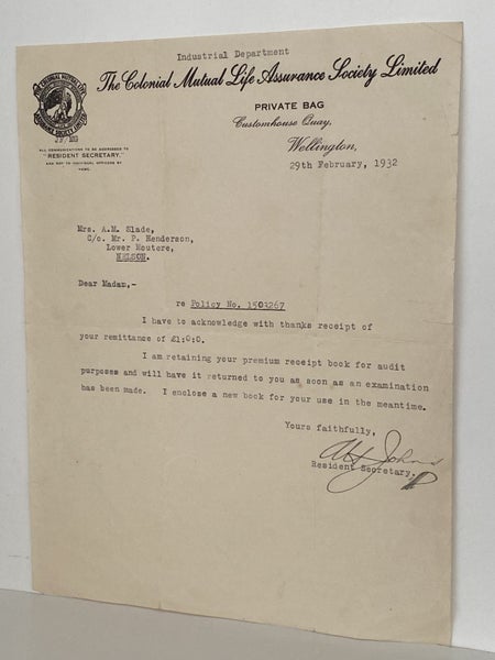 VINTAGE LETTERHEAD: The Colonial Mutual Life Assurance Society Limited 1932 Carousel 2